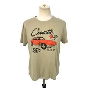 Chevrolet Corvette Crewneck Tan Short Sleeve T-Shirt Size Large